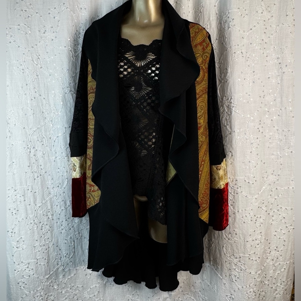 Upcycled Gothic Fairycore Waterfall Jacket Dark Romantic Boho Layering Coat M/L